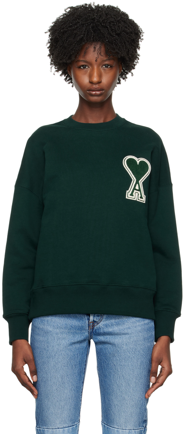 Ami Alexandre Mattiussi Ssense Exclusive Green Ami De Cœur Sweatshirt In 306 Dark Cedar