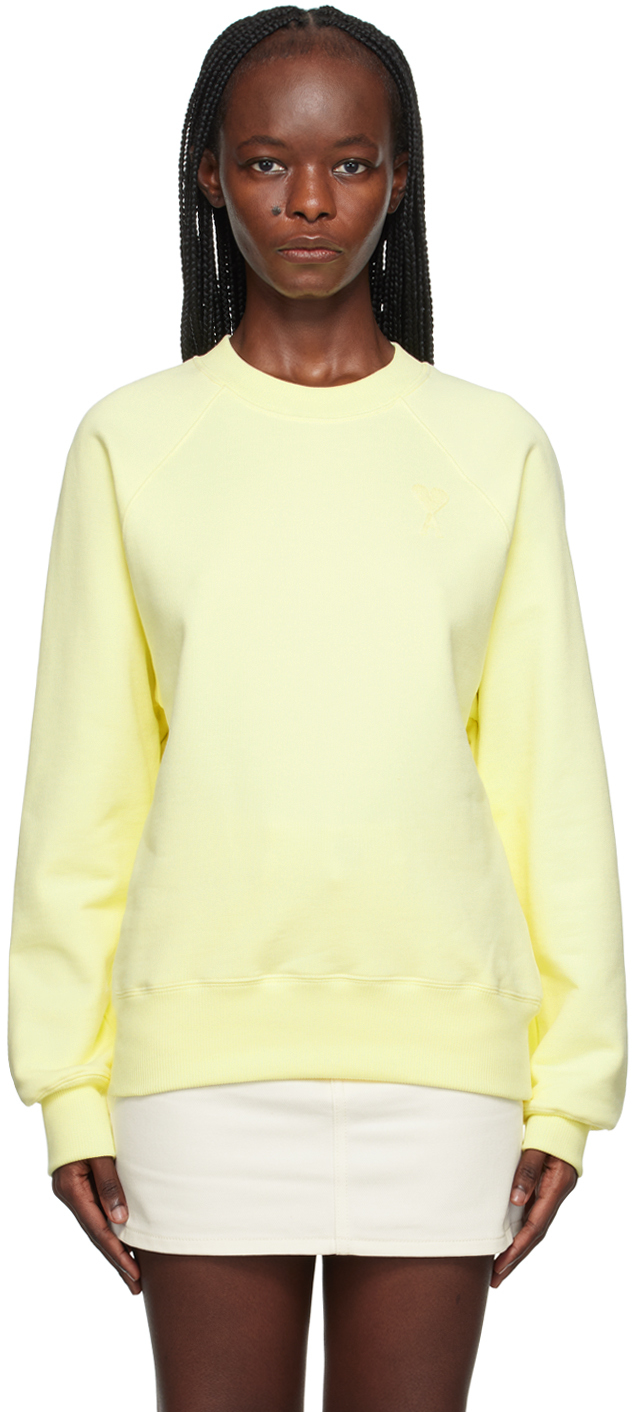 SSENSE Exclusive Yellow Ami de Cœur Sweatshirt by AMI Paris on Sale
