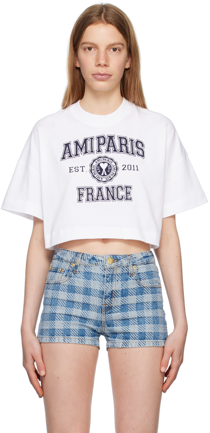 AMI Alexandre Mattiussi White 'Ami Paris France' T-Shirt