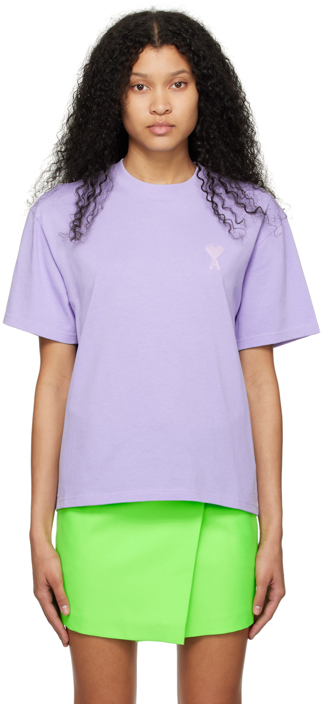 AMI Alexandre Mattiussi Purple Ami de Caur T-Shirt