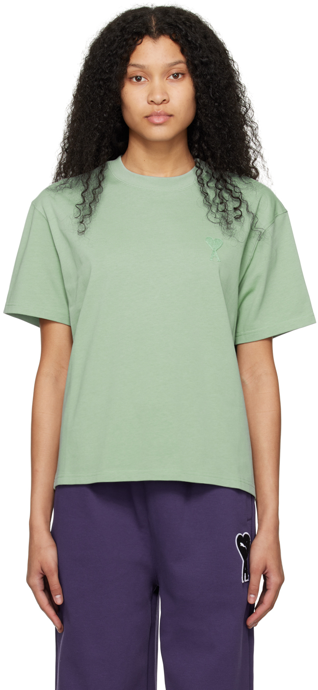 SSENSE Exclusive Green Ami de Cœur T-Shirt by AMI Paris on Sale
