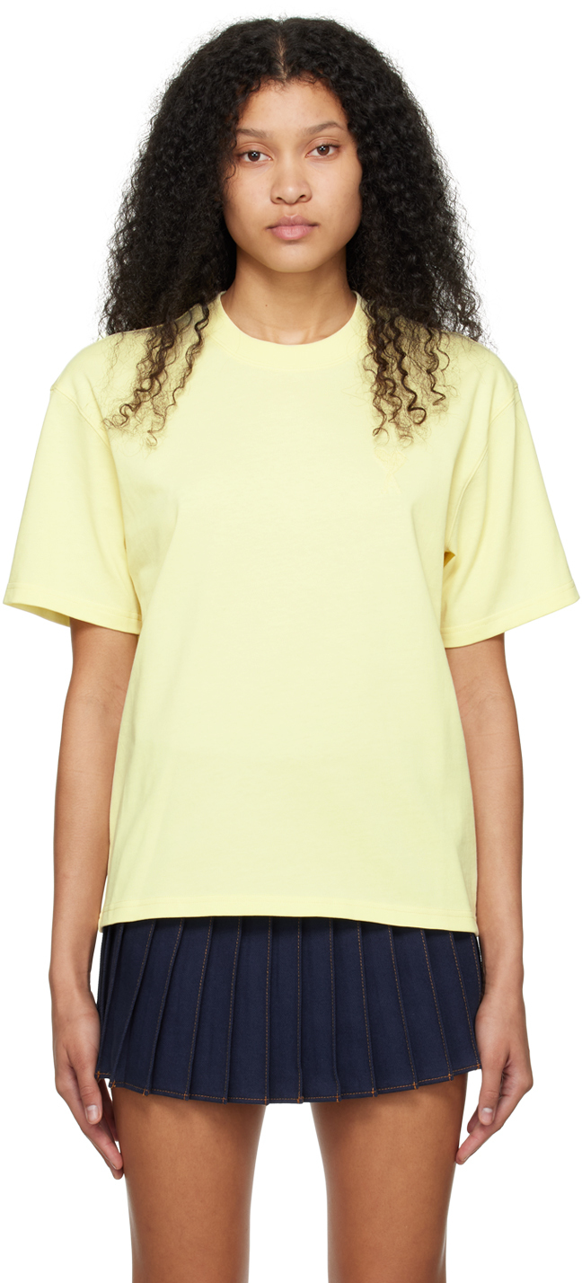 AMI Alexandre Mattiussi Yellow Ami de Caur T-Shirt