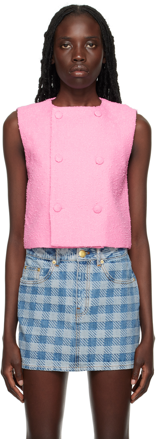 Shop Ami Alexandre Mattiussi Pink Double-breasted Vest In 661 Candy Pink