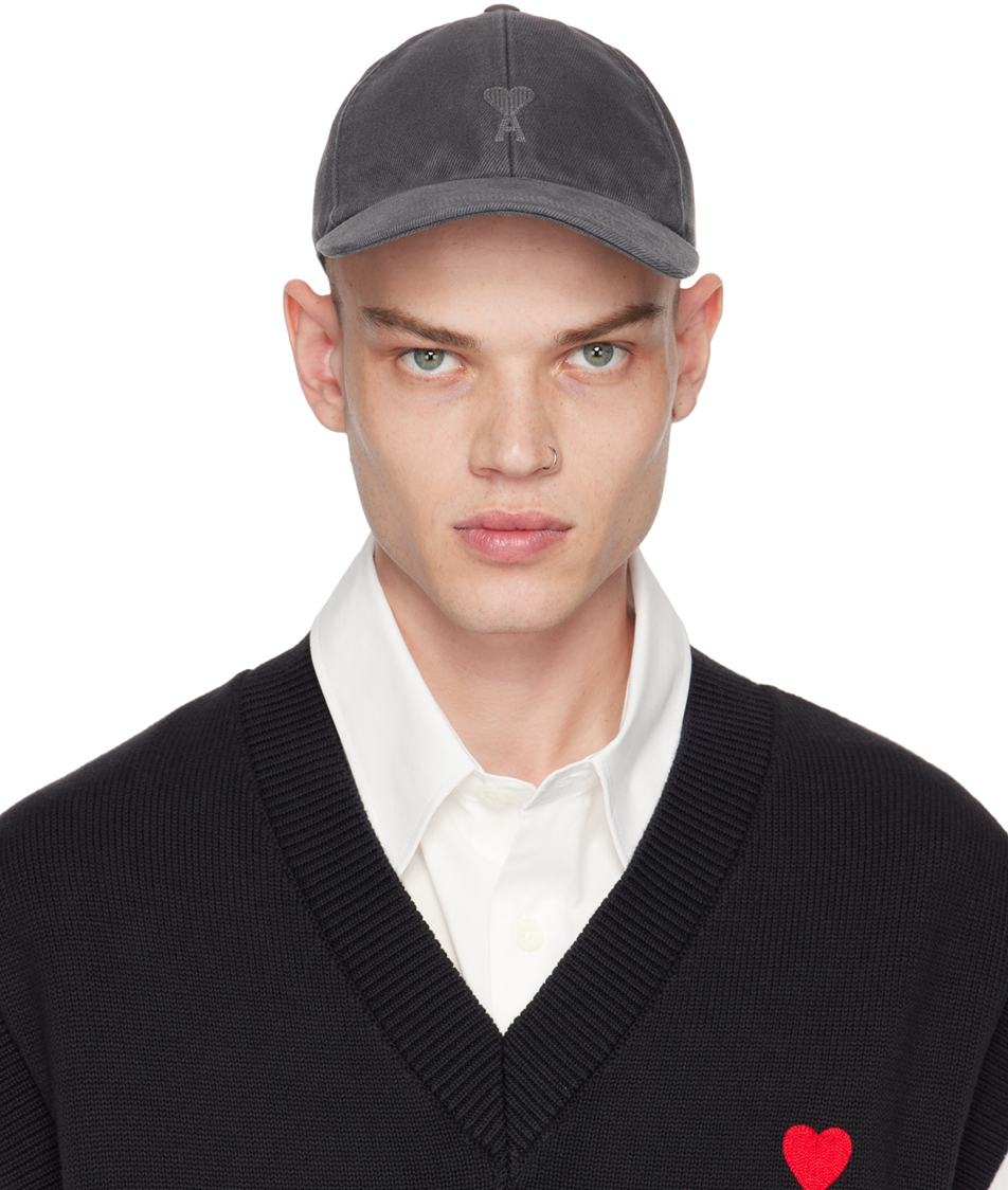 Ami Alexandre Mattiussi Ami De Coeur Baseball Cap In Stone_grey