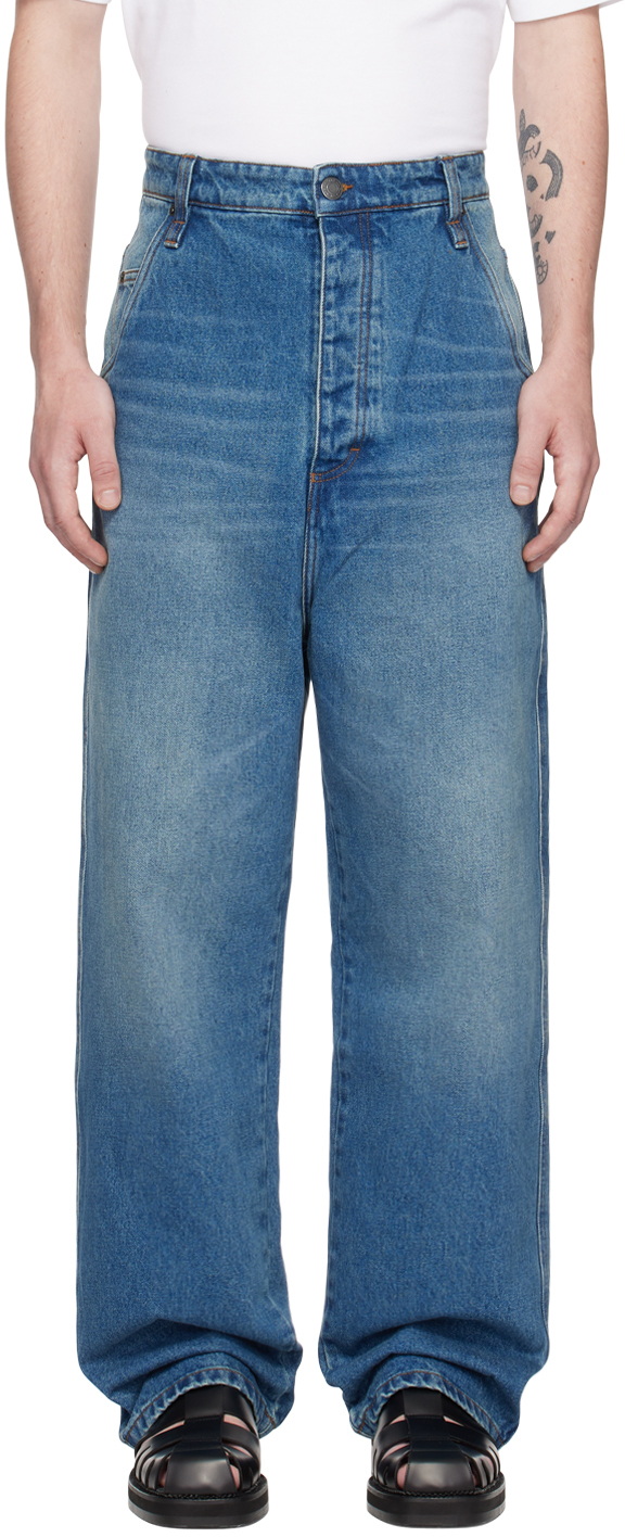 Ami Alexandre Mattiussi Blue Alex Fit Jeans In Used Blue/480