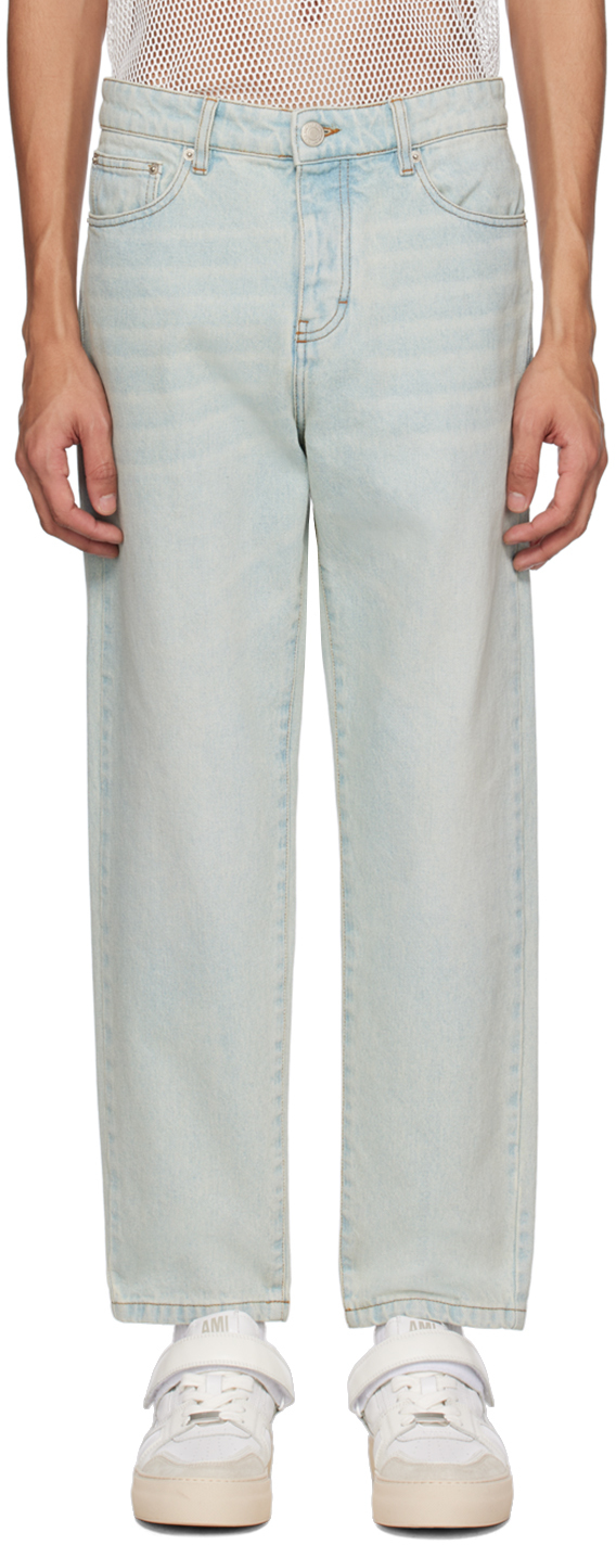 Blue Tapered Jeans by AMI Paris on Sale