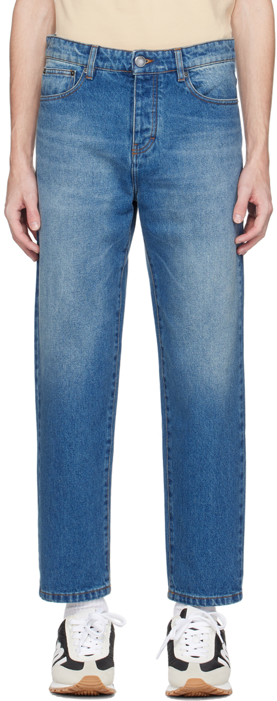 Ami Alexandre Mattiussi Blue Tapered Jeans In Used Blue/480