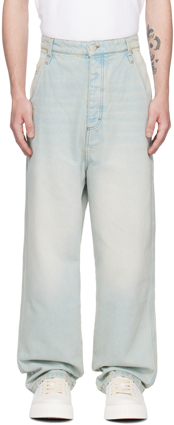 Shop Ami Alexandre Mattiussi Blue Alex Fit Jeans In Bleu Javel/448