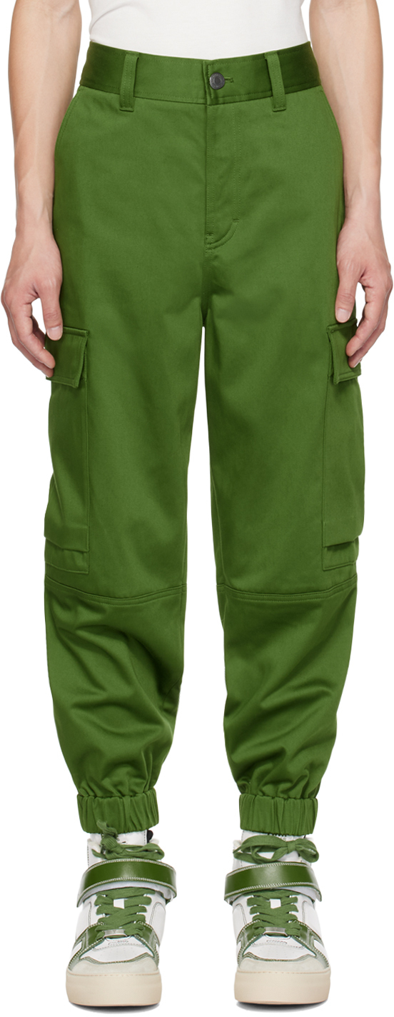 Green Elasticized Cuffs Cargo Pants