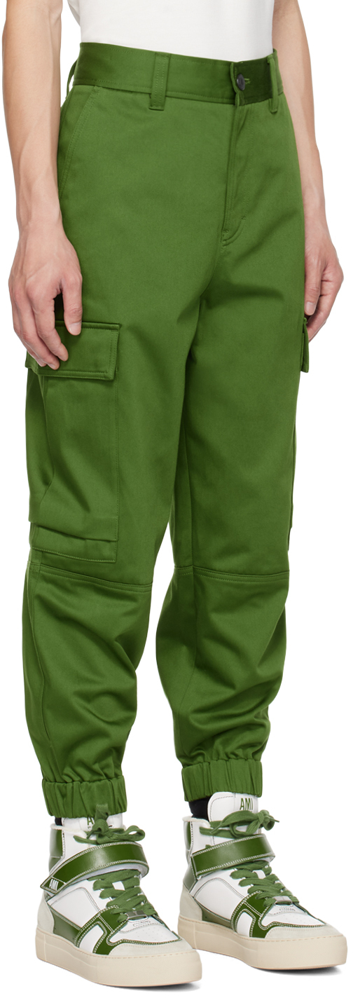 Shop Ami Alexandre Mattiussi Green Elasticized Cuffs Cargo Pants In Evergreen/311