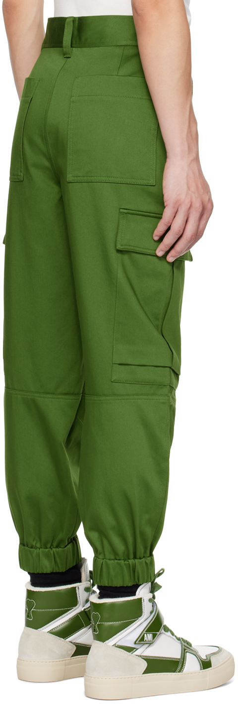 Shop Ami Alexandre Mattiussi Green Elasticized Cuffs Cargo Pants In Evergreen/311
