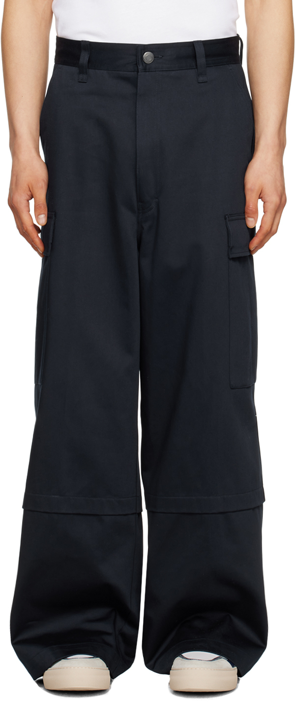 Shop Ami Alexandre Mattiussi Navy Pocket Cargo Pants In Nautic Blue/491