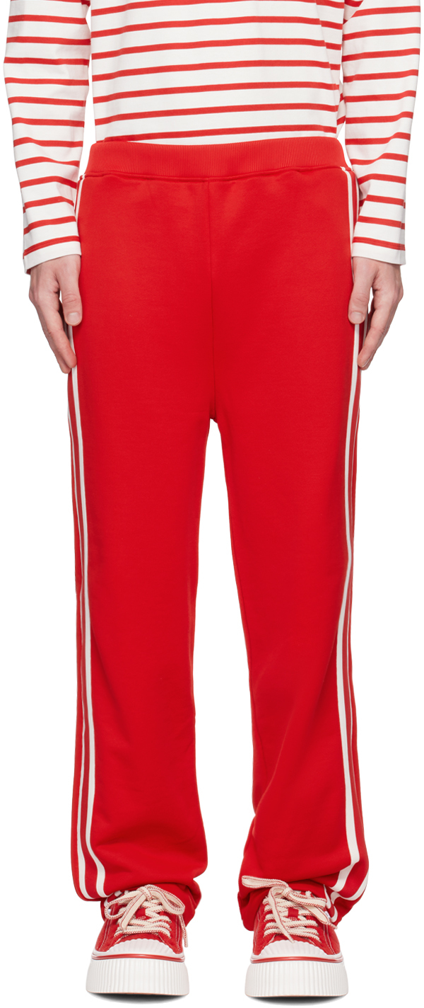 Shop Ami Alexandre Mattiussi Red Striped Sweatpants In Scarlet Red/681