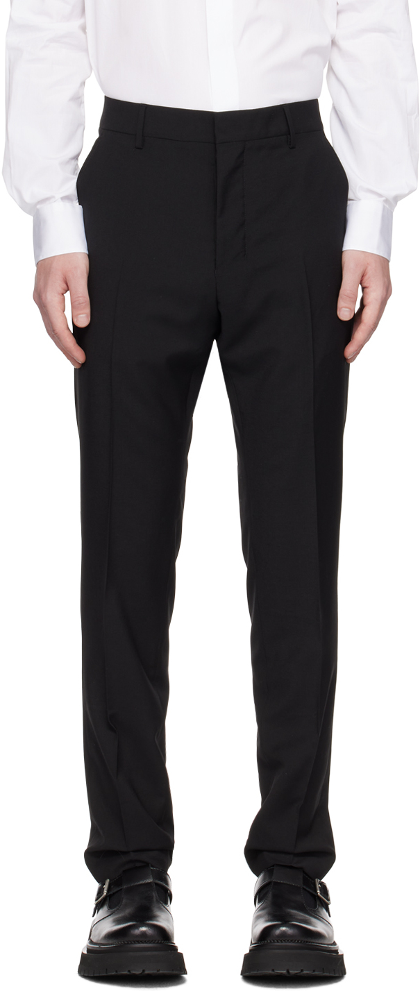 AMI ALEXANDRE MATTIUSSI BLACK CIGARETTE FIT TROUSERS 