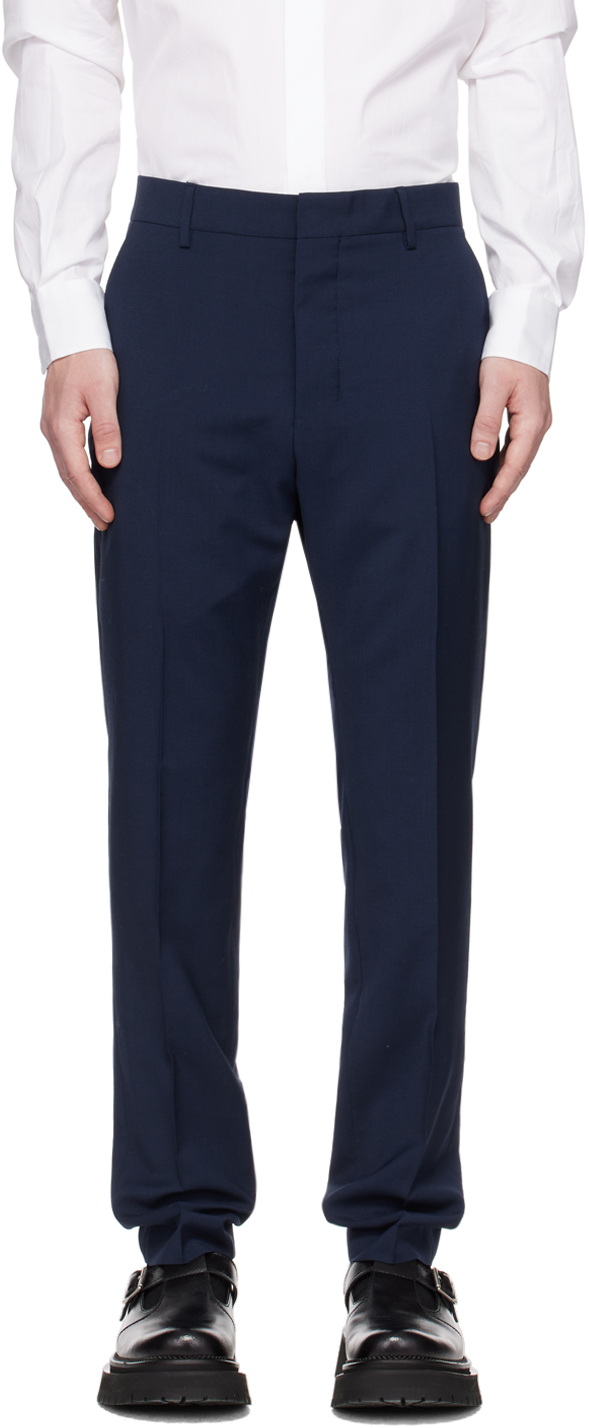 Navy Cigarette Fit Trousers
