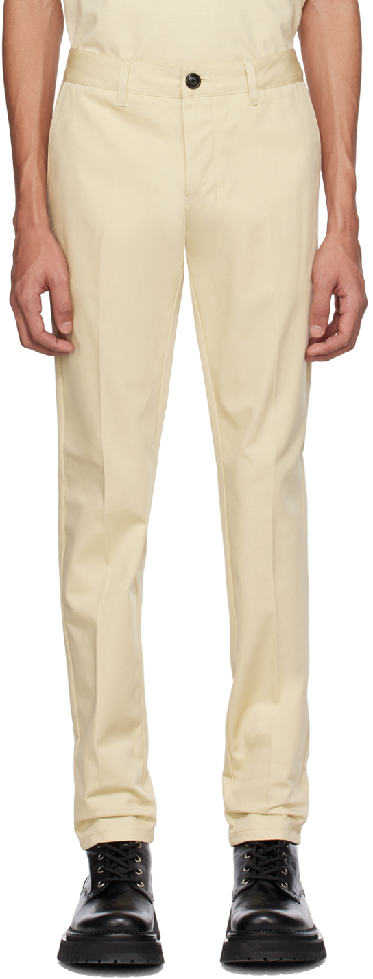 Ami Alexandre Mattiussi Off-white Straight-fit Trousers In Vanille/709