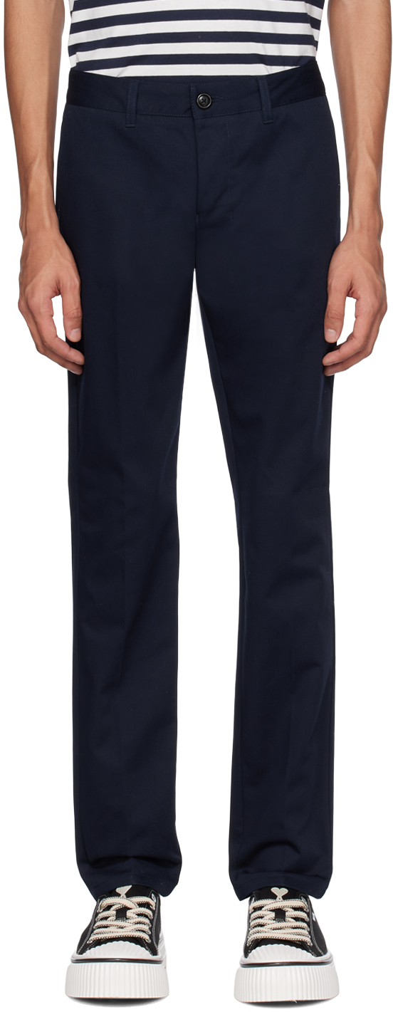 Ami Alexandre Mattiussi Navy Straight-leg Trousers In Nautic Blue/491
