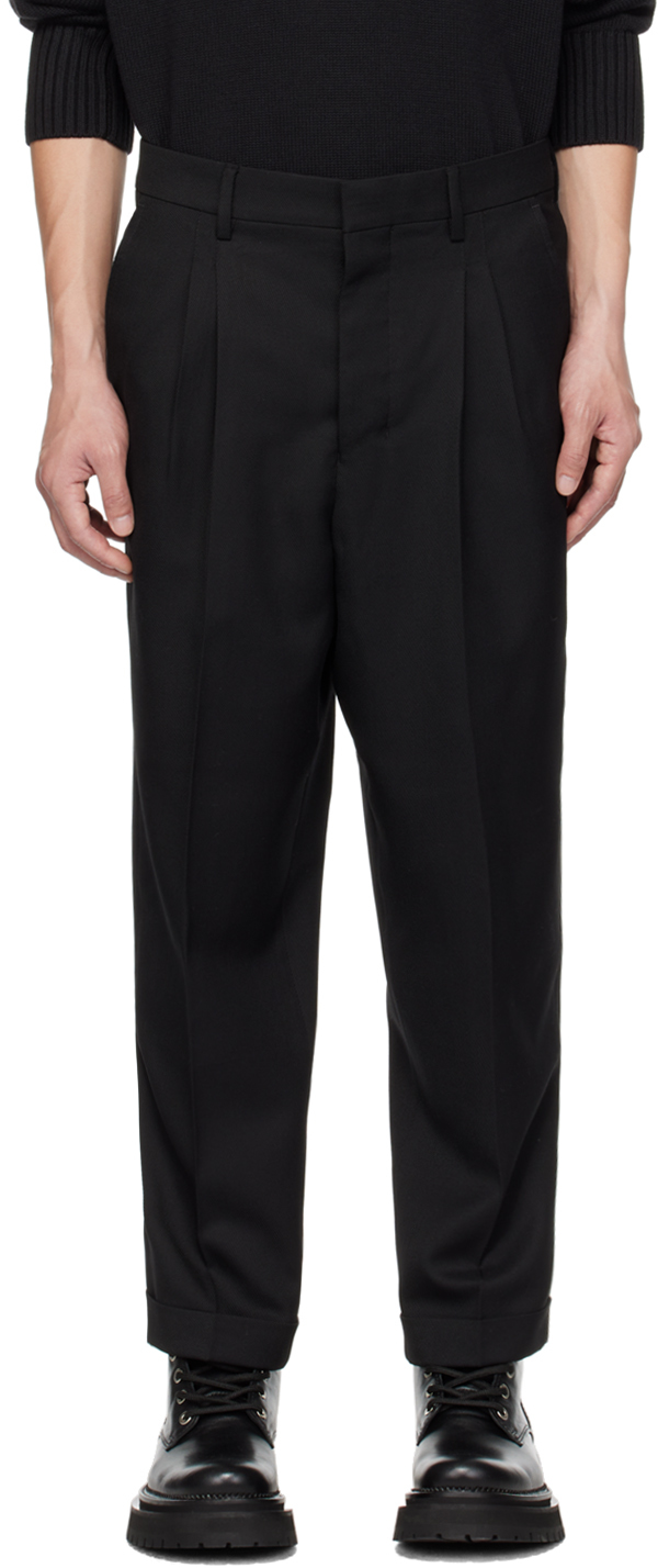 Black Carrot Fit Trousers by AMI Paris on Sale