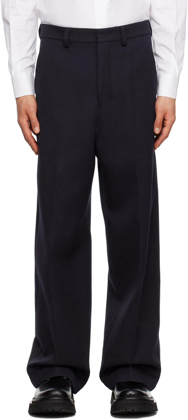 Ami Alexandre Mattiussi Navy Large Fit Trousers In Nautic Blue/491