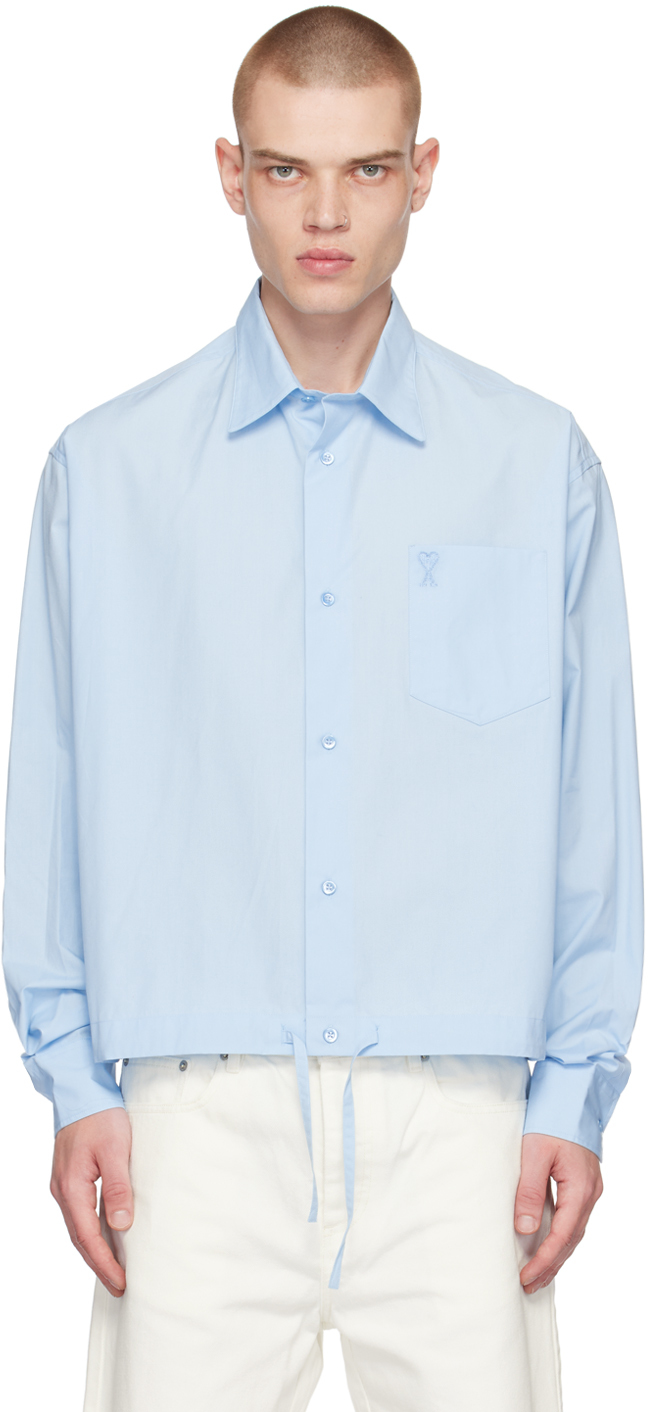 Ami Alexandre Mattiussi Shirt With Waist Cord Blue For Men
