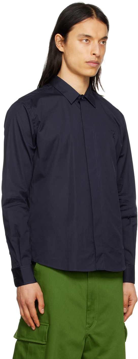 Ami Alexandre Mattiussi Navy Ami De Cœur Shirt In Nautic Blue/491