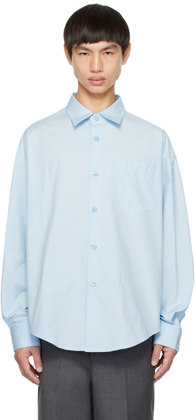 AMI Alexandre Mattiussi: Blue Boxy-Fit Shirt | SSENSE