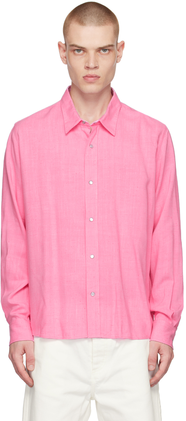 Pink Press-Stud Shirt by AMI Paris on Sale