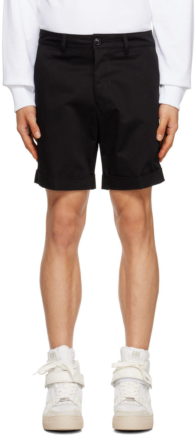 Shop Ami Alexandre Mattiussi Black Rolled Shorts