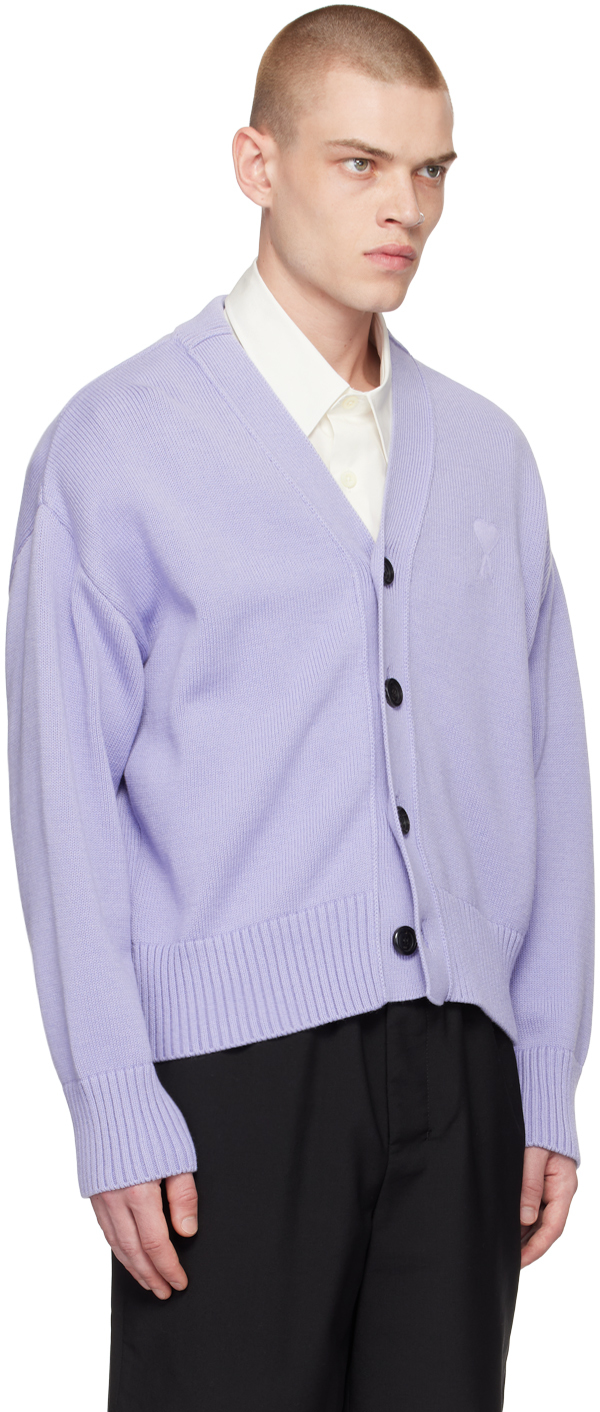 Shop Ami Alexandre Mattiussi Ssense Exclusive Purple Ami De Cœur Cardigan In 507 Digital Violet