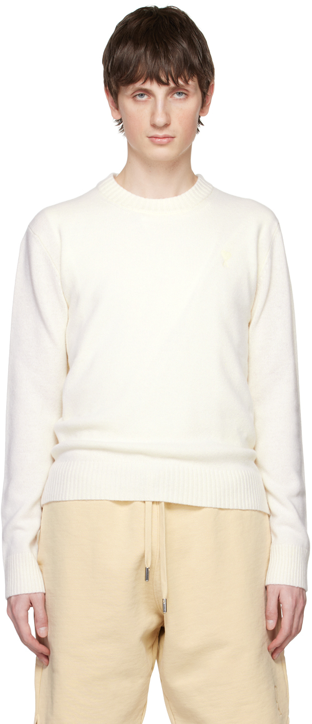 Ami Alexandre Mattiussi Off-white Ami De Cœur Sweater In Natural White/168