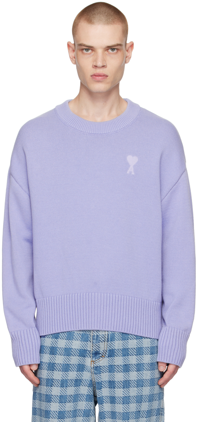 Ami Alexandre Mattiussi Ssense Exclusive Purple Ami De Cœur Sweater In 507 Digital Violet