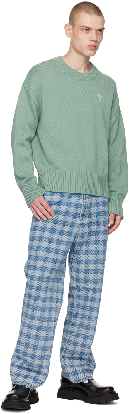 Ami Alexandre Mattiussi Ssense Exclusive Green Ami De Cœur Sweater In 327 Jade