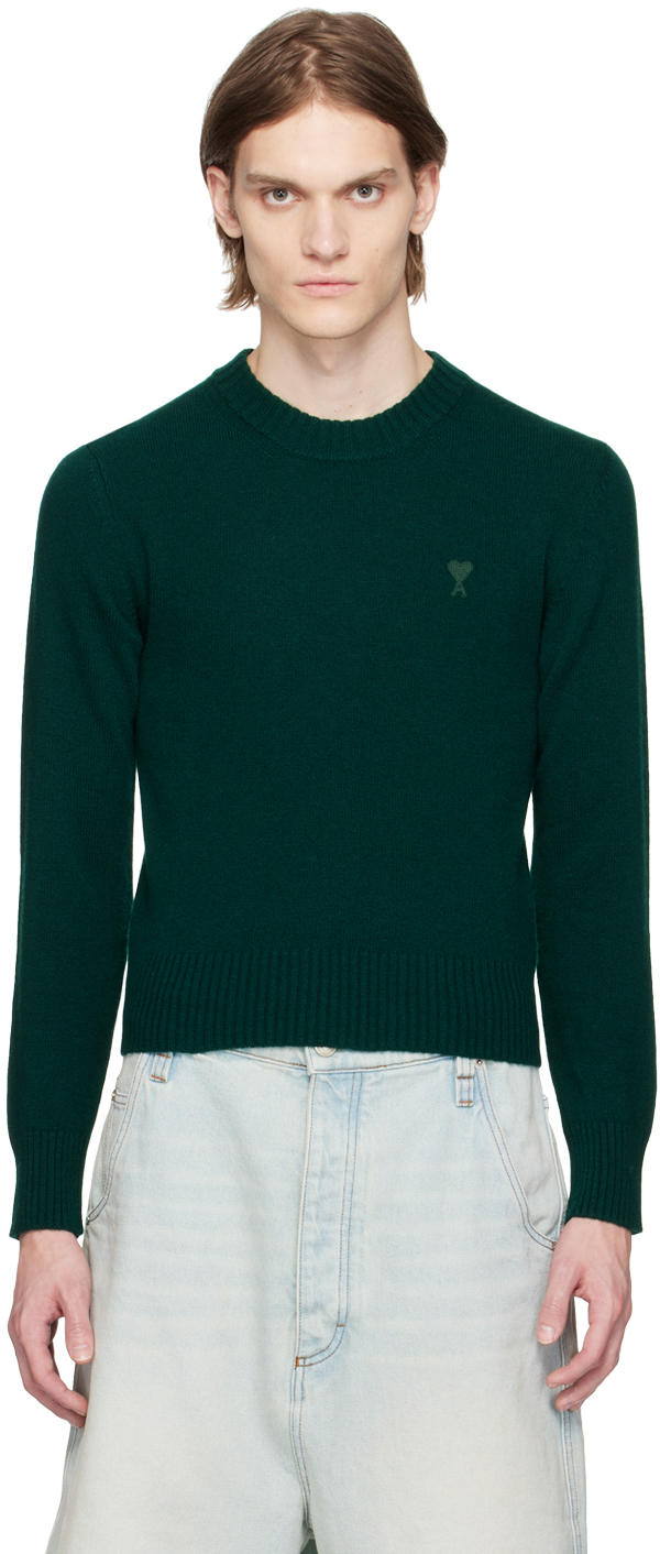Ami Alexandre Mattiussi Ssense Exclusive Green Ami De Coeur Sweater In 306 Dark Cedar