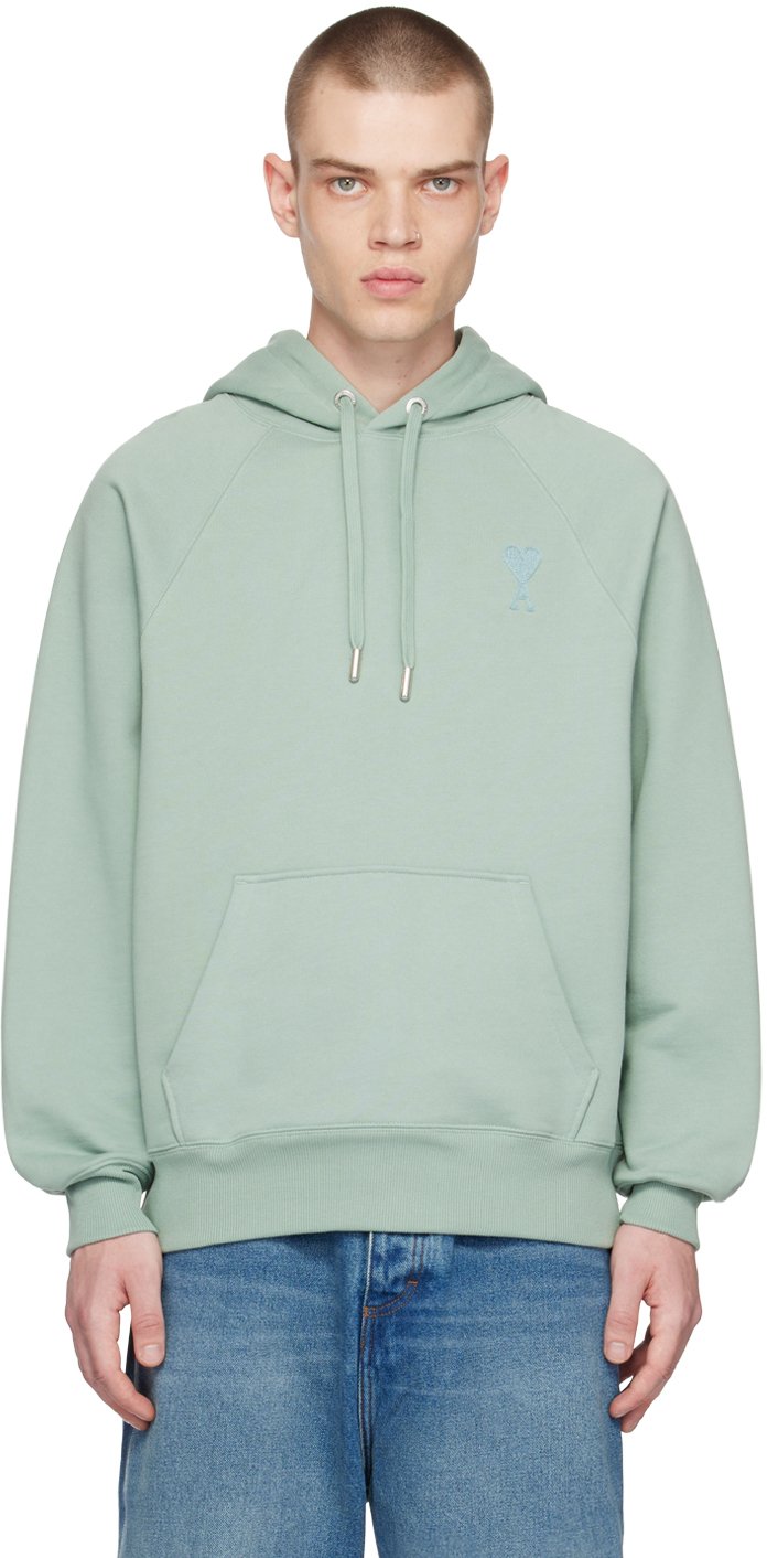 Pull à capuche vert à logo Ami de cœur exclusif à SSENSE France AMI ...