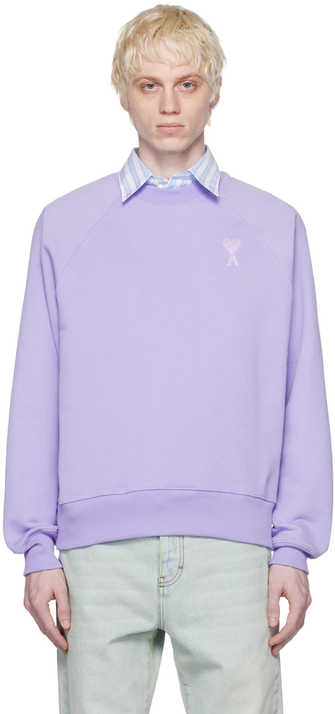 Ami Alexandre Mattiussi Ssense Exclusive Purple Ami De Cœur Sweatshirt In 507 Digital Violet