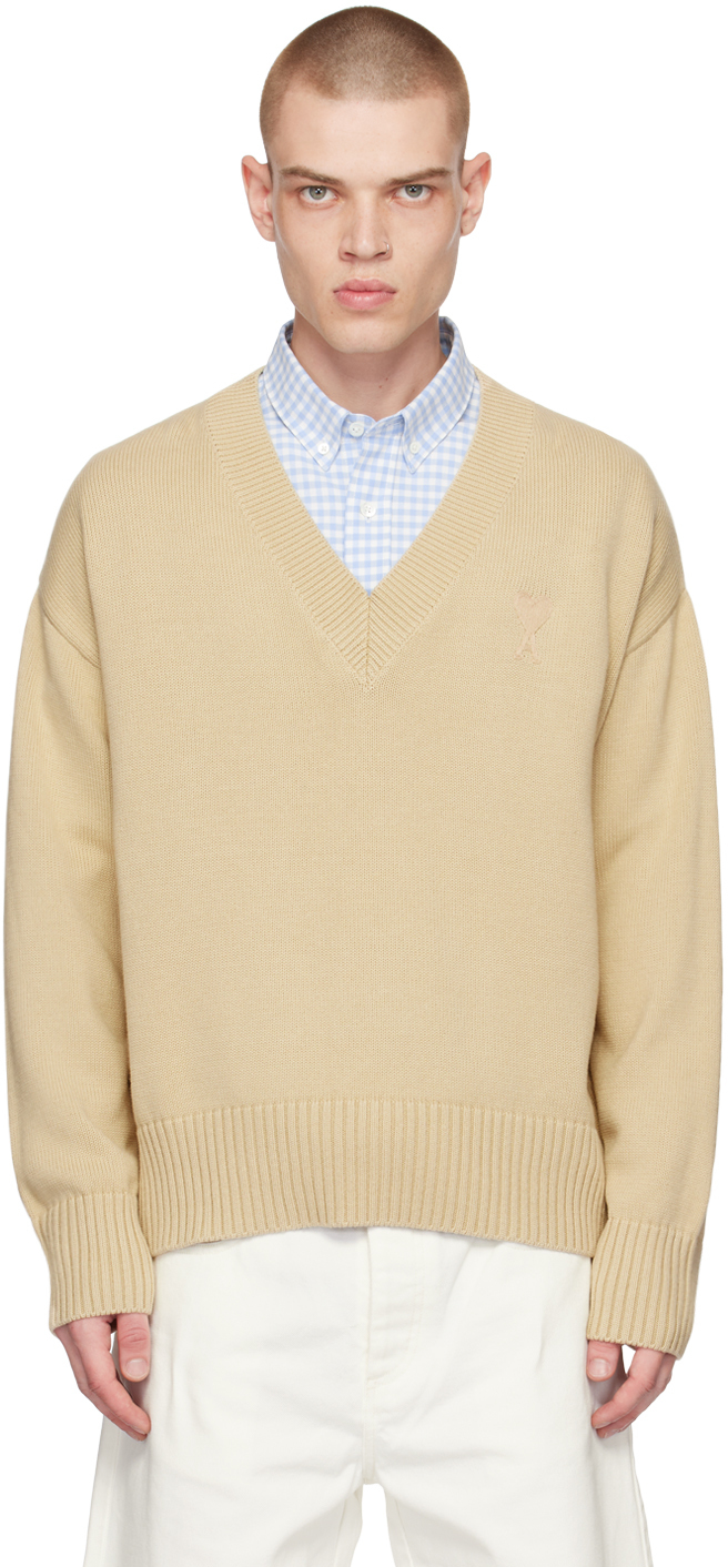 Beige Ami de Cœur Sweater by AMI Paris on Sale