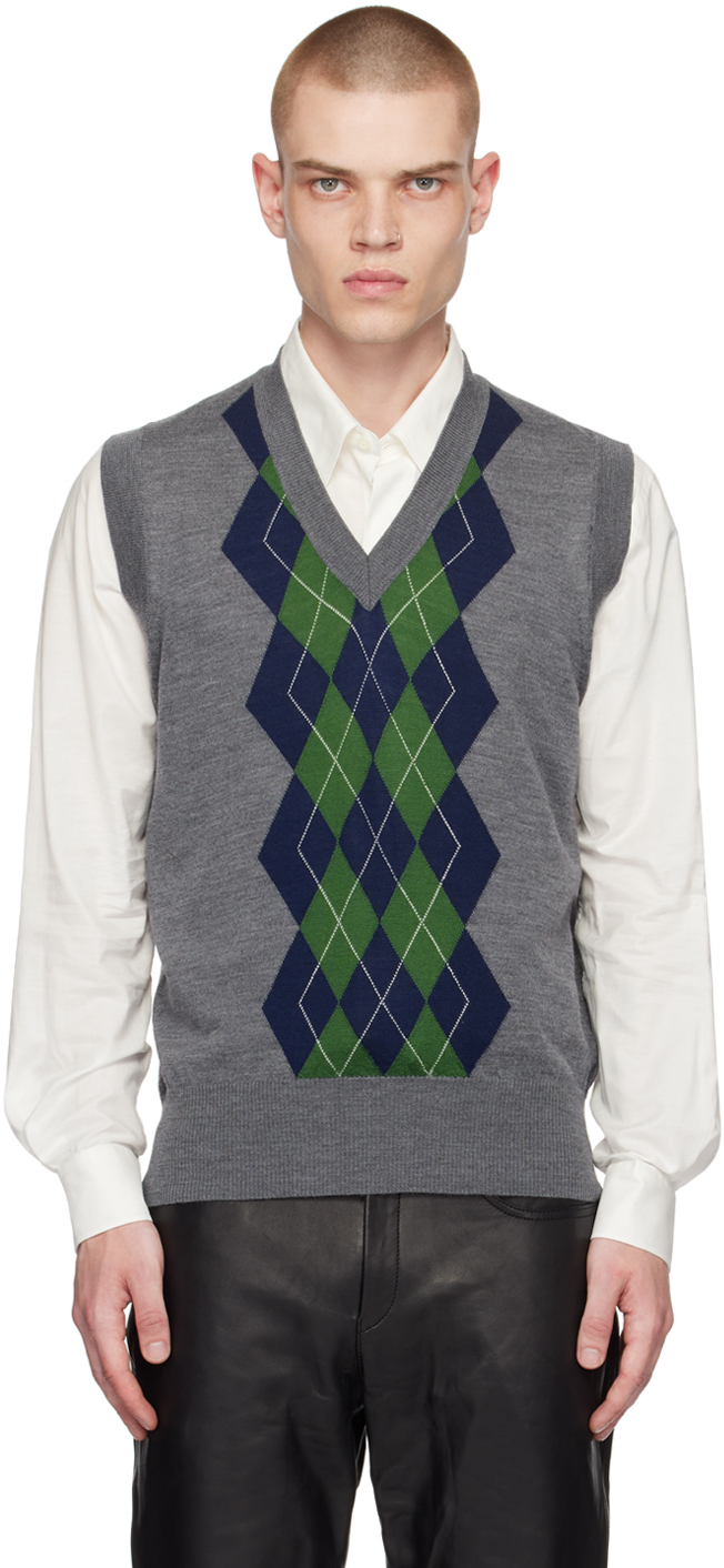 Cardigan Sag Harbour Motif Argyle Gris, Noir, Blanc - Taille M, Occasion Très Bon état