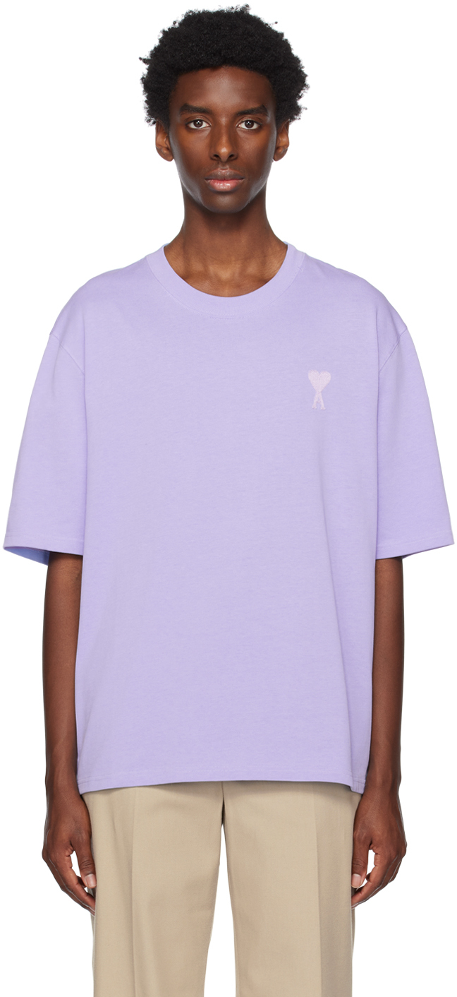 Ami Alexandre Mattiussi Ssense Exclusive Purple Ami De Cœur T-shirt In 507 Digital Violet