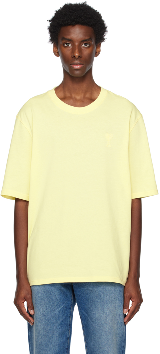 Ami Alexandre Mattiussi Ssense Exclusive Yellow Ami De Cœur T-shirt In 703 Pale Yellow