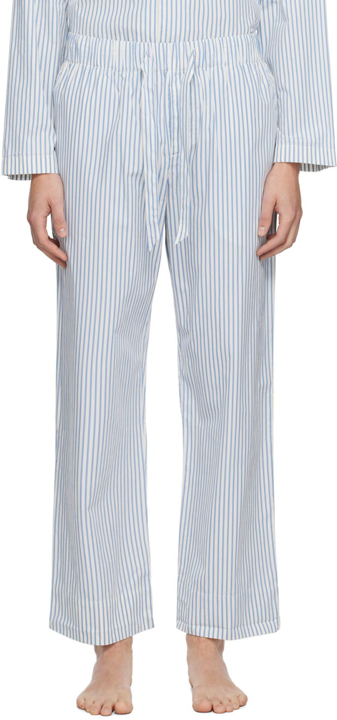 Ssense Uomo Abbigliamento Abbigliamento per la notte Pigiami Blue & Grey Poplin Pyjama Pants 