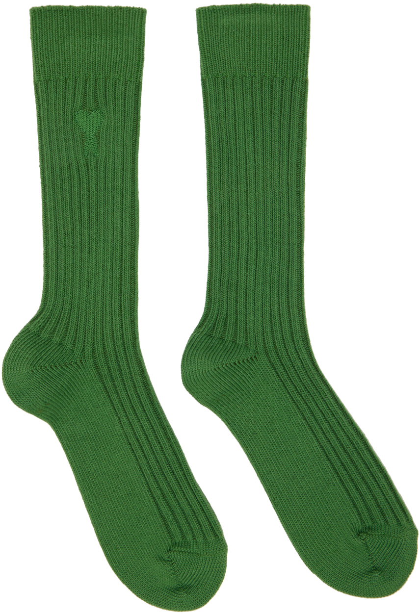 AMI Paris Green Ami de Caur Socks