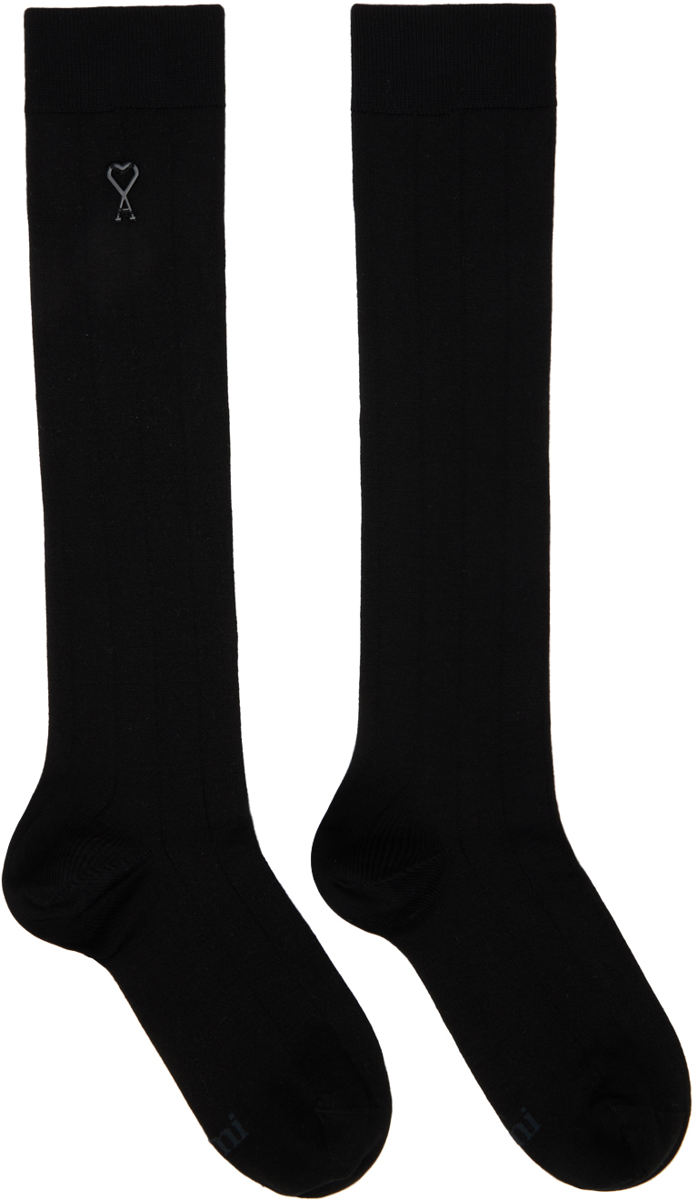 Ami Alexandre Mattiussi Ami Socks In Silk Black Unisex In Black 001