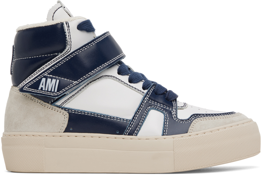 Ami Alexandre Mattiussi Navy & White Arcade Sneakers In 493 Nautic Blue /wh