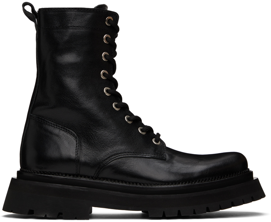 Ami Alexandre Mattiussi Black Calfskin Boots In Black/001