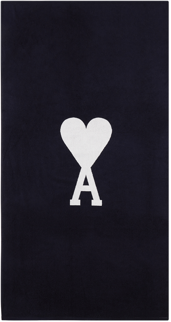 Navy & White Ami de Cœur Beach Towel by AMI Paris on Sale