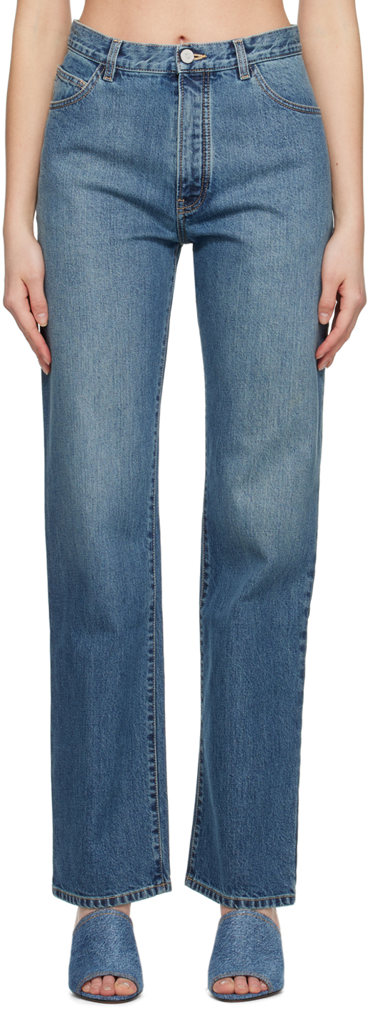 Alaïa Blue Faded Jeans In 525 Vintage Blue