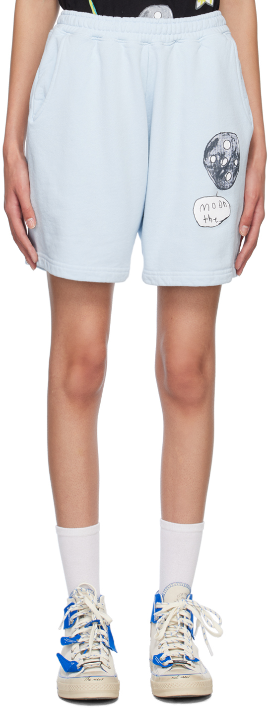 Kids Worldwide Blue 'the World Is Ours' Shorts In Baby Blue