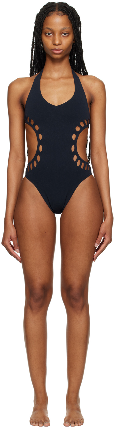 Alaïa Side Cutout One-piece Swimsuit In 537 Midnight