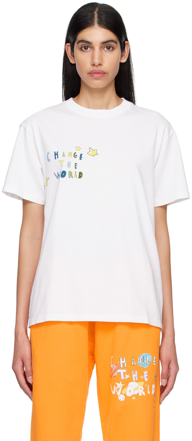 Kids Worldwide Change The World Printed T-shirt In Weiss