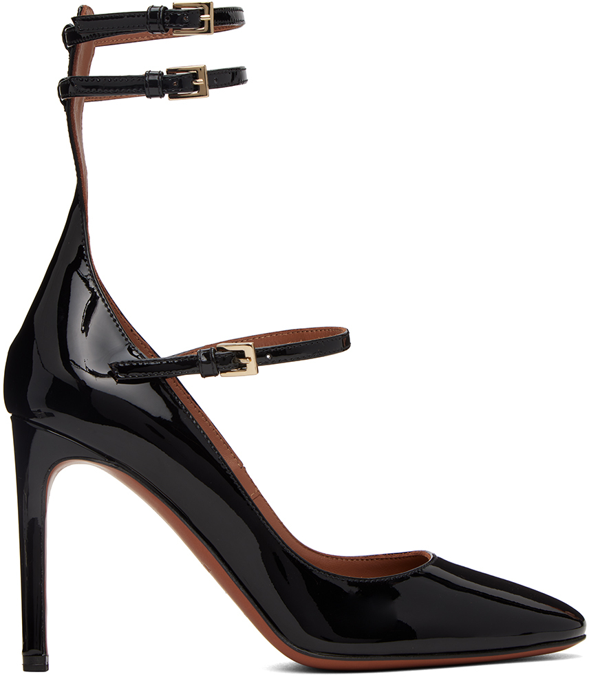 Wide Fit Black Patent Stiletto Heel Mary Jane Shoes | New Look